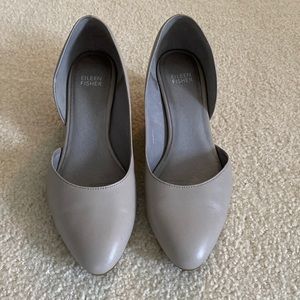 Eileen Fisher Gray Lily half D’orsay low heel wedge 8.5